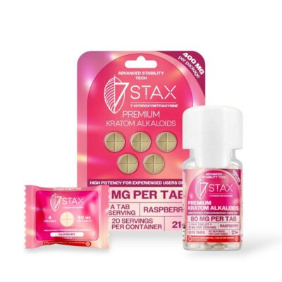 7 Stax 7 Hydroxymitragynine Tablets Raspberry 80mg Per Tablet
